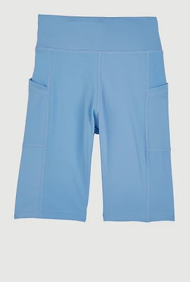 Girls Side Pocket Biker Shorts,