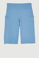 Girls Side Pocket Biker Shorts, Blue, Size 14-16