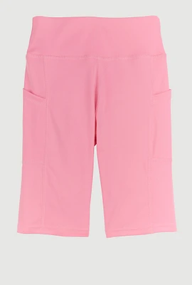 Girls Side Pocket Biker Shorts, Pink, Size 14-16