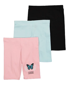 Girls 1995 Butterfly Biker Shorts 3 Pack, Multi, Size 7-8