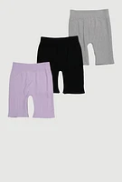 Girls Trendy Rib Knit Bike Shorts 3 Pack, Multi, Size 7-8