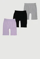 Girls Trendy Rib Knit Bike Shorts 3 Pack, Multi, Size 7-8