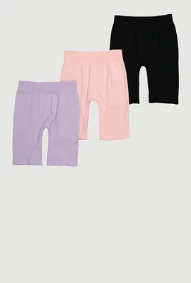Girls Trendy and Comfortable Ribbed Knit Bike Shorts, Multi,