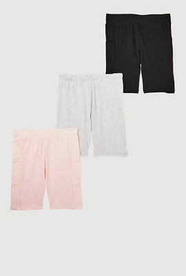 Girls Basic Biker Shorts 3 Pack, Multi, Size 14-16
