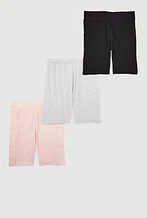 Girls Basic Biker Shorts 3 Pack, Multi, Size 14-16