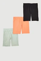 Girls Side Pocket Bike Shorts Set of 3, Multi, Size 14-16