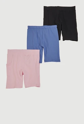 Girls Assorted Bike Shorts 3 Pack, Multi,