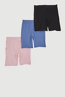 Girls Assorted Bike Shorts 3 Pack, Multi,