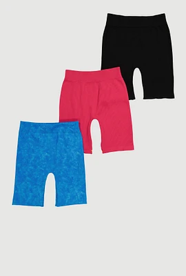 Girls Seamless Assorted Bike Shorts 3 Pack, Multi, Size 10-12