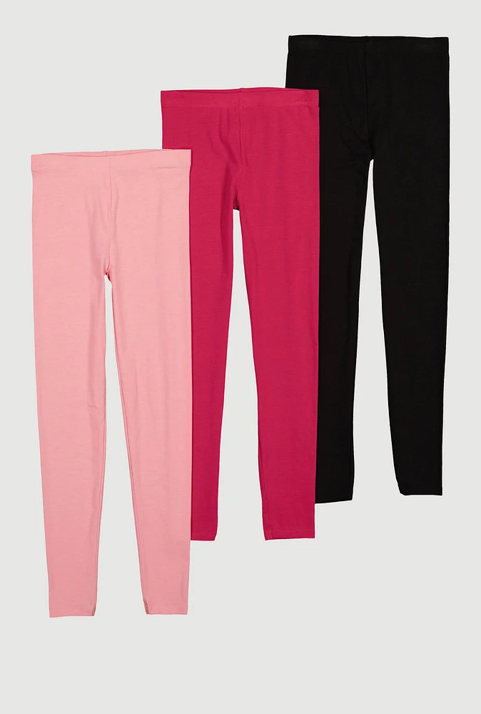 Girls Leggings Set of 3, Multi, Size 14-16