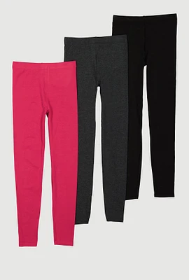 Girls Leggings Set of 3, Khaki, Size 7-8