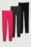 Girls Leggings Set of 3, Khaki, Size 7-8