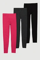 Girls Leggings Set of 3, Khaki, Size 7-8