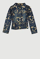 Girls Foil Splatter Denim Jacket, Blue, Size 10-12