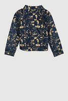 Girls Foil Splatter Denim Jacket, Blue, Size 7-8