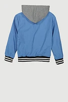 Girls Love Hooded Varsity Jacket, Blue, Size 10-12