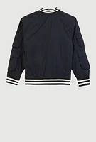 Girls Initial B Chenille Patch Varsity Bomber Jacket, 10-12