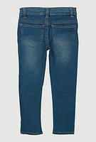 Little Girls Patch and Repair Skinny Jeans, Blue, Size 5