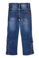 Little Girls Cargo Jeans, Blue, Size 6