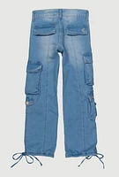 Girls VIP Drawstring Hem Cargo Jeans, Blue, Size 12