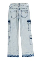 Girls VIP Acid Wash Cargo Jeans, Blue,