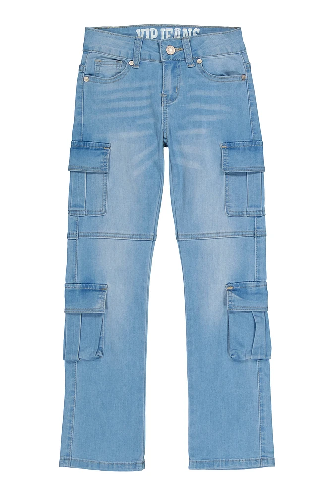 Girls VIP Straight Leg Cargo Jeans, Blue,