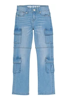 Girls VIP Straight Leg Cargo Jeans, Blue,