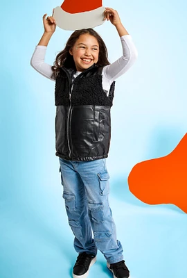 Girls VIP Cargo Pocket Jeans, Blue, Size 10