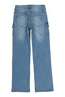 Girls VIP Cargo Pocket Jeans, Blue, Size 10