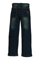 Girls Rhinestone Detail Straight Leg Jeans, Blue,