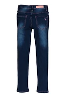 Girls Distressed Skinny Leg Jeans, Blue, Size 7