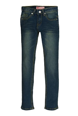 Girls Crease Detail Skinny Jeans, Blue, Size 7