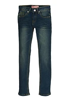 Girls Crease Detail Skinny Jeans, Blue, Size 7