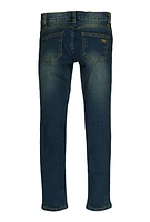 Girls Crease Detail Skinny Jeans, Blue, Size 7