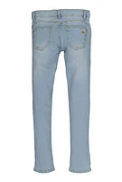 Girls Crease Detail Skinny Jeans, Blue, Size 8