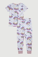 Little Girls Graphic Print Pajama Tee and Pants, Multi,
