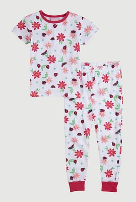 Little Girls Graphic Print Pajama Tee and Pants,