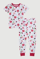 Little Girls Graphic Print Pajama Tee and Pants,