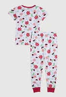 Little Girls Graphic Print Pajama Tee and Pants,