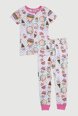 Little Girls Graphic Print Pajama Tee and Pants,