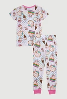 Little Girls Graphic Print Pajama Tee and Pants,