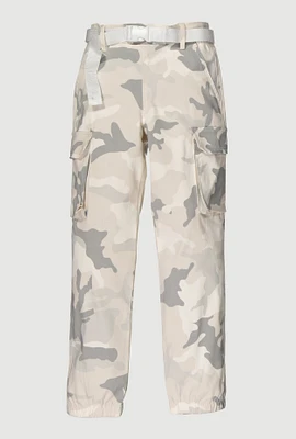 Girls Hyperstretch Belted Camo Cargo Pants, Multi, Size 7-8