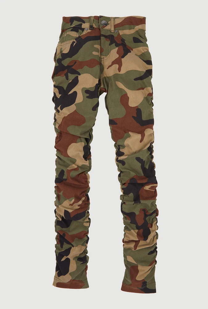 Girls Camouflage Stacked Pants, Multi, Size 16