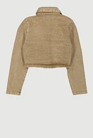 Girls Mineral Wash Jean Jacket, Khaki, Size 16