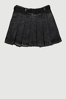 Girls Spoon Jeans Mineral Wash Belted Pleated Skirt,