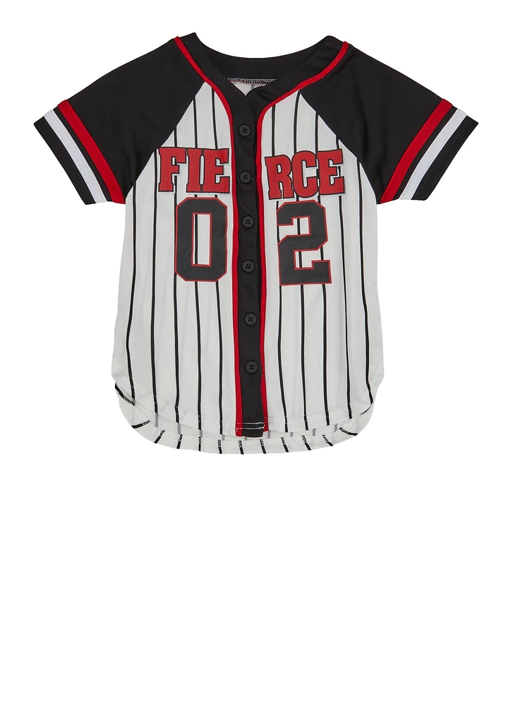 Little Girls Stripped Fierce 08 Graphic Baseball Jersey, Multi, Size 4