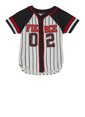 Little Girls Stripped Fierce 08 Graphic Baseball Jersey, Multi, Size 4