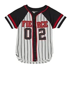 Little Girls Stripped Fierce 08 Graphic Baseball Jersey, Multi, Size 4