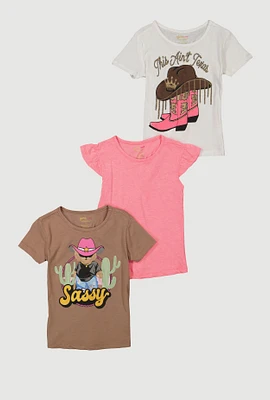 Little Girls This Aint Texas Graphic Tees 3 Pack, Multi, Size 4