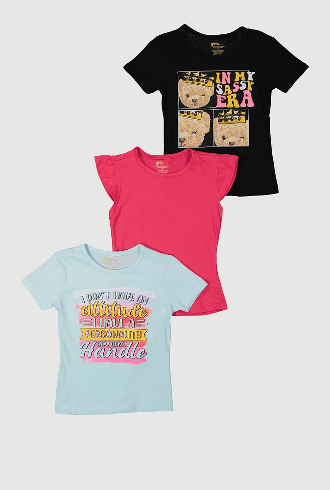 Little Girls In My Sassy Era Graphic Tees 3 Pack, Multi, Size 6X